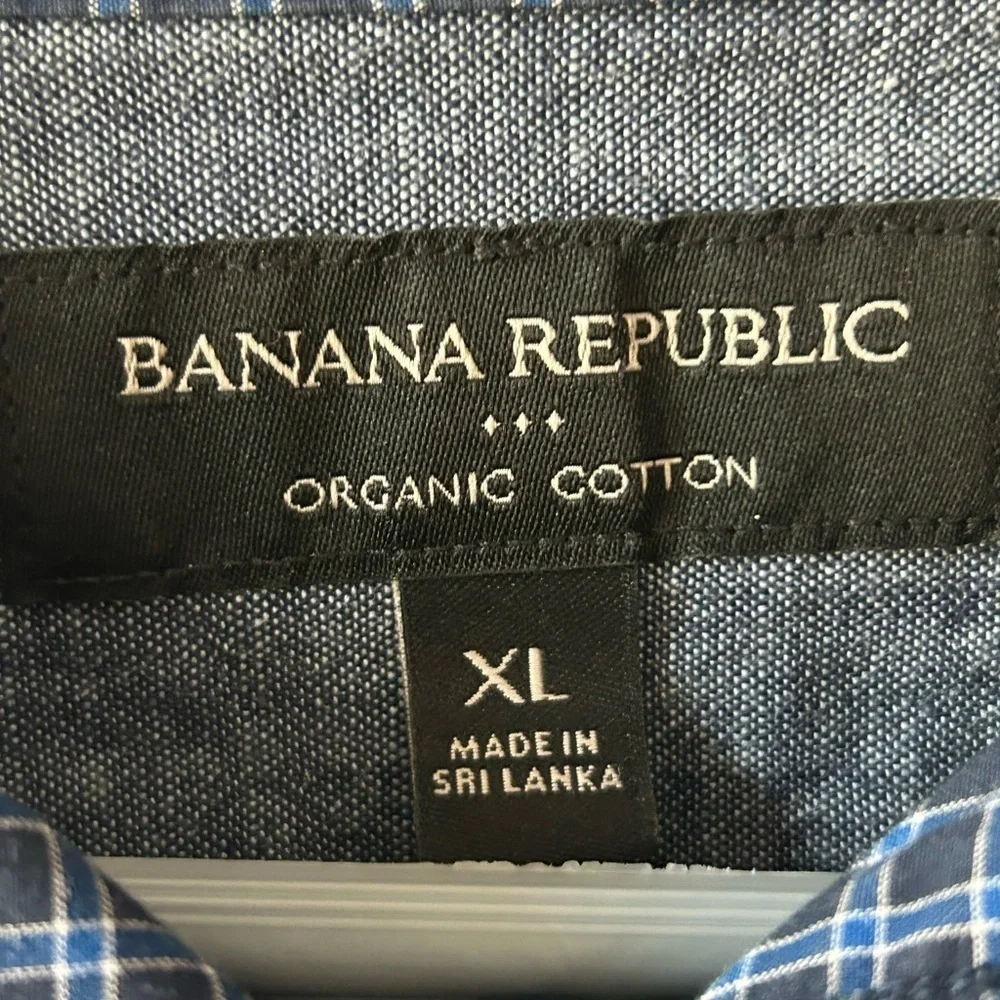 Banana Republic Men's Navy Plaid Button Down Shirt Sz XL